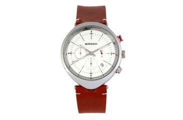 Image of Breed Tempest Chronograph Leather-Band Watch w/Date, Brown/White, One Size, BRD8601