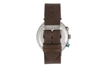 Image of Breed Tempest Chronograph Leather-Band Watch w/Date, Grey/White, One Size, BRD8602