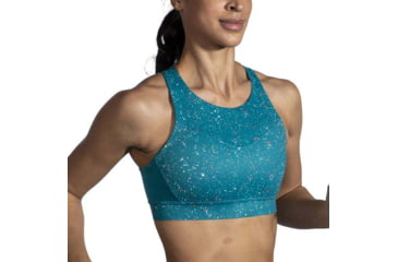 Image of Brooks Drive 3 Pocket Run Bra - Womens, Lagoon Speckle Print, 38AB, 350080464.038AB