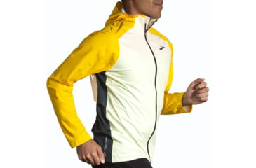 Image of Brooks High Point Waterproof Jacket - Mens, Glacier Green/Ecru/Lemon, Extra Large, 211448320.040