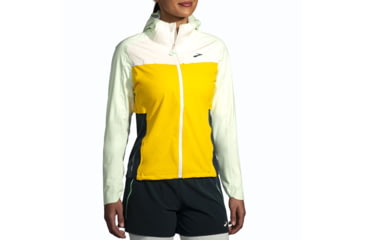 Image of Brooks High Point Waterproof Jacket - Womens, Lemon/Ecru/Glacier Green, Large, 221608761.035