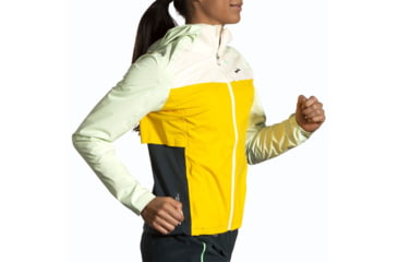 Image of Brooks High Point Waterproof Jacket - Womens, Lemon/Ecru/Glacier Green, Large, 221608761.035