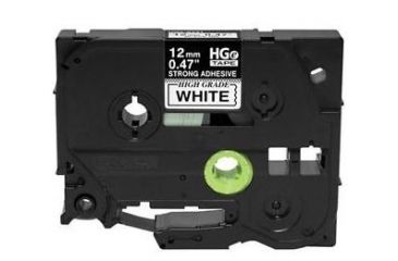 Image of Brother Mobile Solutions HGE2315PK 12mm .47in HGe Tape with Standard Adhesive, 26.2 ft, Black on White, Pack of 5 HGe2315PK