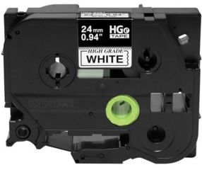 Image of Brother Mobile Solutions HGE2515PK 24mm .94in HGe Tape with Standard Adhesive, 26.2 ft, Black on White, Pack of 5 HGe2515PK