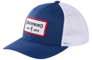 Image of Browning Wallow Mesh Snapback BG Stick Patch Cap, Blue/White, One Size, 308788651