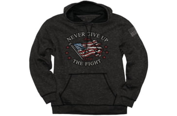 Image of Buck Wear Never Give Up Hoodie - Mens, Black Heather, Large, 3603L