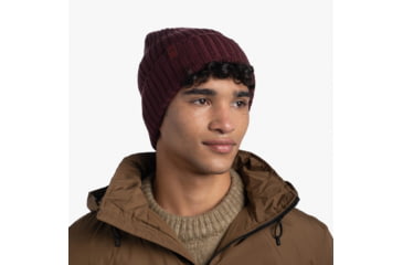 Image of Buff Knitted Beanie, Norval Maroon, 124242.632.10.00