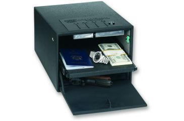 Image of Bulldog Cases &amp; Vaults Deluxe Pistol Vault w/ Digital Lock, Shelf, Light, Power Supply, Cable - Black BD2500