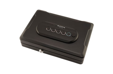 Image of Bulldog Cases Single Pistol Vault, 13 inx8.25 inx2.75 in, Trio Lock-Key, LED Code and Biometric Fingerprint Reader, Standard Top Style Safe, Black, Includes Cable BD74TV