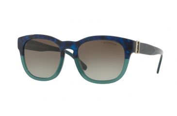Image of Burberry BE4258F Sunglasses 36778E-56 - Blue Havana/green Frame, Green Gradient Lenses