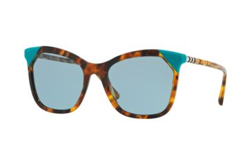 Image of Burberry BE4263F Sunglasses 371080-54 - Brown Havana/azure Frame, Blue Lenses
