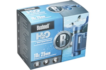 Image of Bushnell H2O 10x25mm Roof WP/FP Binocular, Twist Up Eyecups, Box 6L, Dark Blue, 130105R