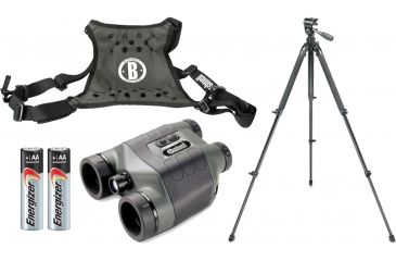 Image of Bushnell Night Vision 2.5x42 Binocular Deluxe Kit w/ 2PK AA Batteries, Deluxe Harness, and 61in Advanced Tripod
