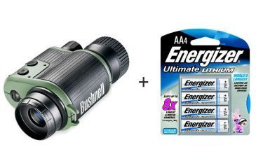 Image of Bushnell Night Watch 2x24 IR Illuminator Night Vision Monocular, Green/Black 260224 w/ Energizer E2 Performance Lithium AA Batteries, 4-pack L91BP-4
