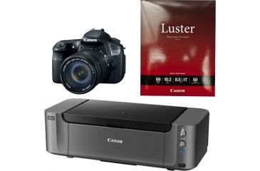 Image of Canon Pixma PRO-10 Printer, Photo Paper, and EOS 60D Camera with EFS 18 to 135mm IS Lens 4460B004