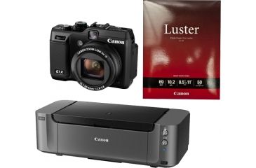 Image of Canon Pixma PRO-10 Printer,  Photo Paper, and PowerShot G1 X Camera