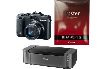 Image of Canon Pixma PRO-10 Printer, Photo Paper, and PowerShot G15 Camera