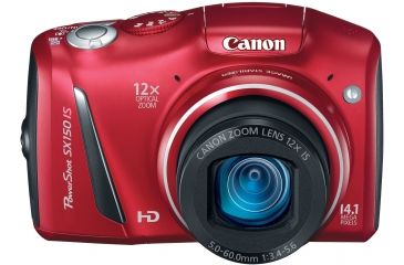 Image of Canon Power-Shot SX 150IS 14.1MP Digital Camera, Red