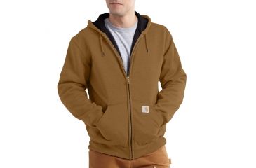 Image of Carhartt Rain Defender Rutland Thrermal Lined Hooded Zip-Front Sweatshirt for Mens, Carhartt Brown, Extra Large/Regular 100632-211-REG-XL