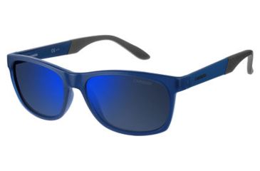 Image of Carrera 8021/S Sunglasses CA8021S-004O-5X-5617 - Blue Frame, Gray Mirror Blue Polarized Lenses, Lens Diameter 56mm, Distance Between Lenses 17mm
