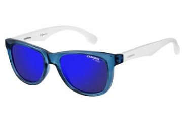 Image of Carrera Carrerino 20/S Sunglasses CARRE20S-0WWK-XT-4617 - White Blue Semi Matte Black Frame, Blue Sky Miror Lenses, Lens Diameter 46mm, Distance Between Lenses 17mm