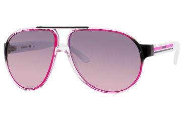 Image of Carrera Forever Mine/S Sunglasses FOREVES-0KLU-FF-6212 - Crystal Fluorescent Fuchsia Wh Frame, Gray Fuschia Lenses, Lens Diameter 62mm, Distance Between Lenses 12mm