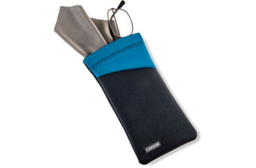 Image of Carson Eyeglass Pouch w/Built-in Microfiber Cloth, Grey/Blue, 6.7x7.6in, EC-10GYBU