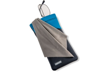 Image of Carson Eyeglass Pouch w/Built-in Microfiber Cloth, Grey/Blue, 6.7x7.6in, EC-10GYBU