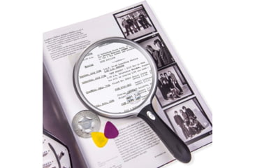 Image of Carson LED Lighted Oversized Handheld Magnifier, 1.5x Power, 5in, Black/Silver, Small, SV-55GL