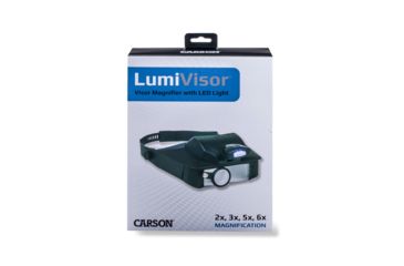 Image of Carson LumiVisor 2x/3x/5x/6x LED Lighted Head Visor Magnifier Loupe, Black LV-10