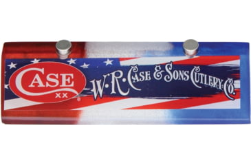 Image of Case Magnetic Knife Stand with Red, White, Blue Acrylic Construction, 3.63in X 1in X 0.63in, Red, White, Blue Acrylic Construction, Case Logo On Front, PDCAMDS