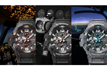 Image of Casio G-Shock Gravity Master Men's Analog-Digital Watch, 55mm Case Diameter, Steel Bezel, Black Bio-based Resin Band, GRB300-1A, GRB300-1A