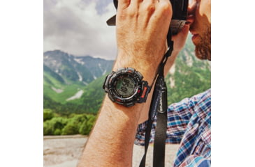 Image of Casio Outdoor Casio Pro Trek Solar Watch Triple Sensor Watching Featuring an Altimeter, Barometer, Digital Compass, Thermometer and 100M WR - Mens, Black, One Size, PRG340-1