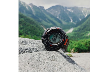 Image of Casio Outdoor Casio Pro Trek Solar Watch Triple Sensor Watching Featuring an Altimeter, Barometer, Digital Compass, Thermometer and 100M WR - Mens, Black, One Size, PRG340-1