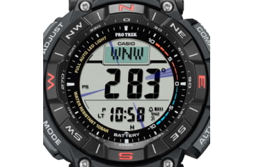 Image of Casio Outdoor Casio Pro Trek Solar Watch Triple Sensor Watching Featuring an Altimeter, Barometer, Digital Compass, Thermometer and 100M WR - Mens, Black, One Size, PRG340-1