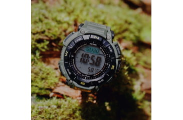 Image of Casio Outdoor Casio Pro Trek Solar Watch Triple Sensor Watching Featuring an Altimeter, Barometer, Digital Compass, Thermometer and 100M WR - Mens, Green, One Size, PRG340-3