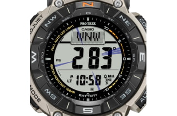 Image of Casio Outdoor Casio Pro Trek Solar Watch Triple Sensor Watching Featuring an Altimeter, Barometer, Digital Compass, Thermometer and 100M WR Titanium Band - Mens, Silver, One Size, PRG340T-7