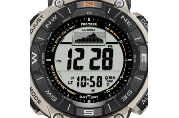 Image of Casio Outdoor Casio Pro Trek Solar Watch Triple Sensor Watching Featuring an Altimeter, Barometer, Digital Compass, Thermometer and 100M WR Titanium Band - Mens, Silver, One Size, PRG340T-7