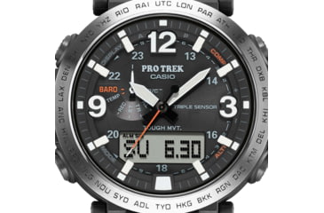 Image of Casio Outdoor Pro Trek Solar Powered Triple Sensor Word Time Watches w/Biomas Plastic Case and Strap - Mens, Black, One Size, PRW6611Y-1A