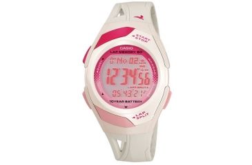 Image of Casio Outdoor White and Pink Ladies Running Watch - 10 Year Battery, White STR300-7