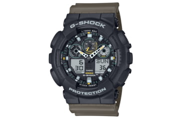 Image of Casio Tactical G-Shock 51mm Analog-Digital Watch w/Black Case - Mens, Green, One Size, GA-100TU-1A3CR