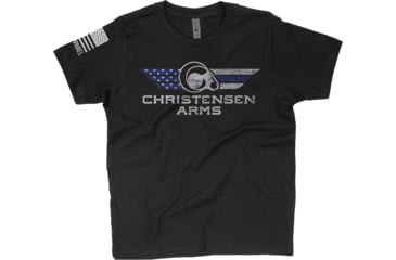 Image of Christensen Arms Flag Blue Line T-Shirt - Men's, 2XL, Black, 720-00043-04