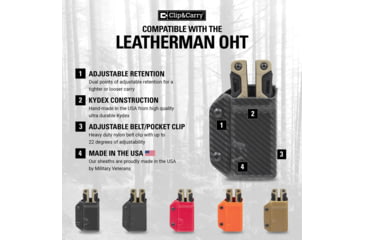 Image of Clip &amp; Carry Kydex Sheath for the Leatherman OHT, Carbon Fiber Black, LOHT-CF-BLK