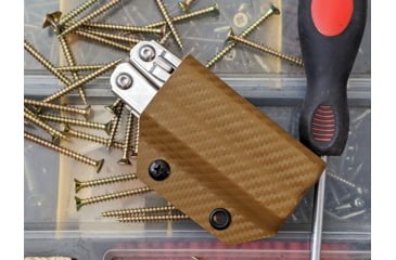 Image of Clip &amp; Carry Kydex Sheath for the Leatherman Wingman, Sidekick, Rebar &amp; Rav, Carbon Fiber Brown, LWING-CF-BRN