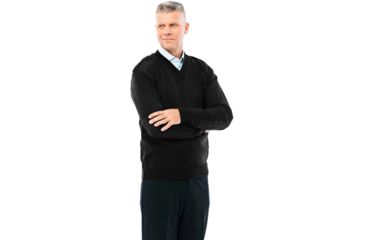 Image of Cobmex V-neck Military With Velcro Epaulets, Poly-cotton Shoulder And Elbow Patches, Black - 2025BKXS