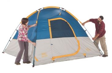 Image of Coleman Flatiron 3-Person Instant Dome Tent W/ Integrated Rainfly, Blue / Gray, 7 x 7 ft 2000024692