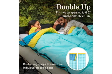 Image of Coleman Flatlands Double Flannel Sleeping Bag, 30F, Blue, CM1010410016-17