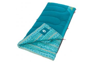 Image of Coleman Kid's 50 Rect Sleeping Bag, Glow In The Dark Design, Interior Tuck Pocket, Teal, 60 x 26 in 2000035901