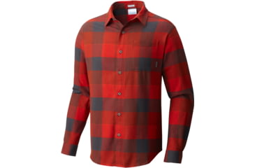 Image of Columbia Boulder Ridge Long Sleeve Flannel Shirt - Men's-Sail Red Check-Small
