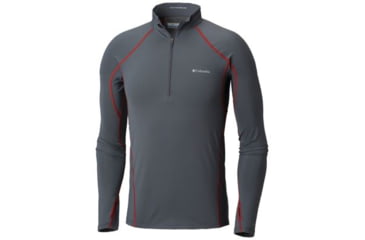 Image of Columbia Midweight Stretch Long Sleeve Half Zip - Mens, Graphite/Red Spark, Large, 1638571055-L